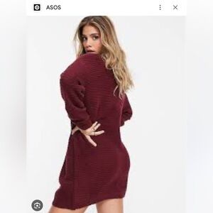 ASOS curve burgundy sweater ribbed dress plus size 24 NWT